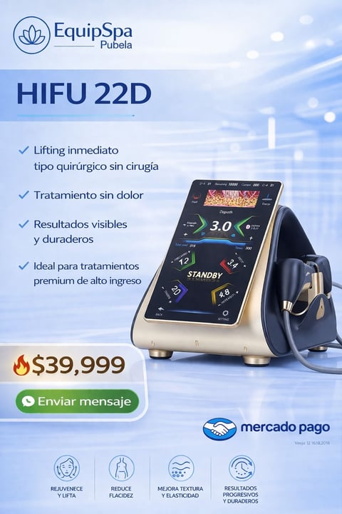 HIFU 22D aesthetic device by EquipSpa Puebla